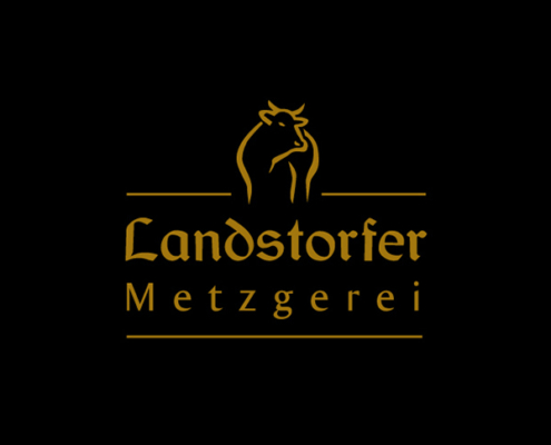 Logo-Design Deggendorf für Metzgerei in schwarz und gold